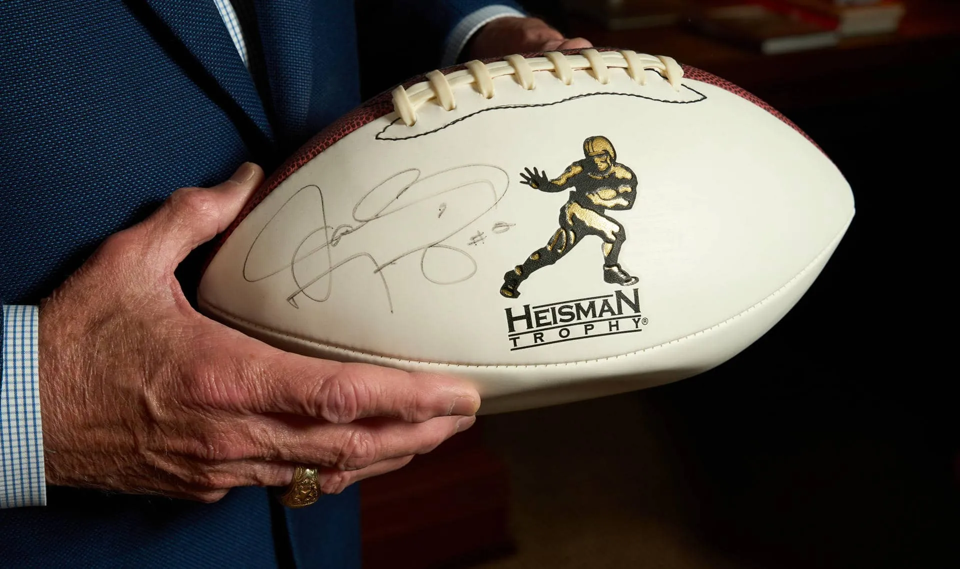 A Heisman-branded football autographed by Johnny Manziel