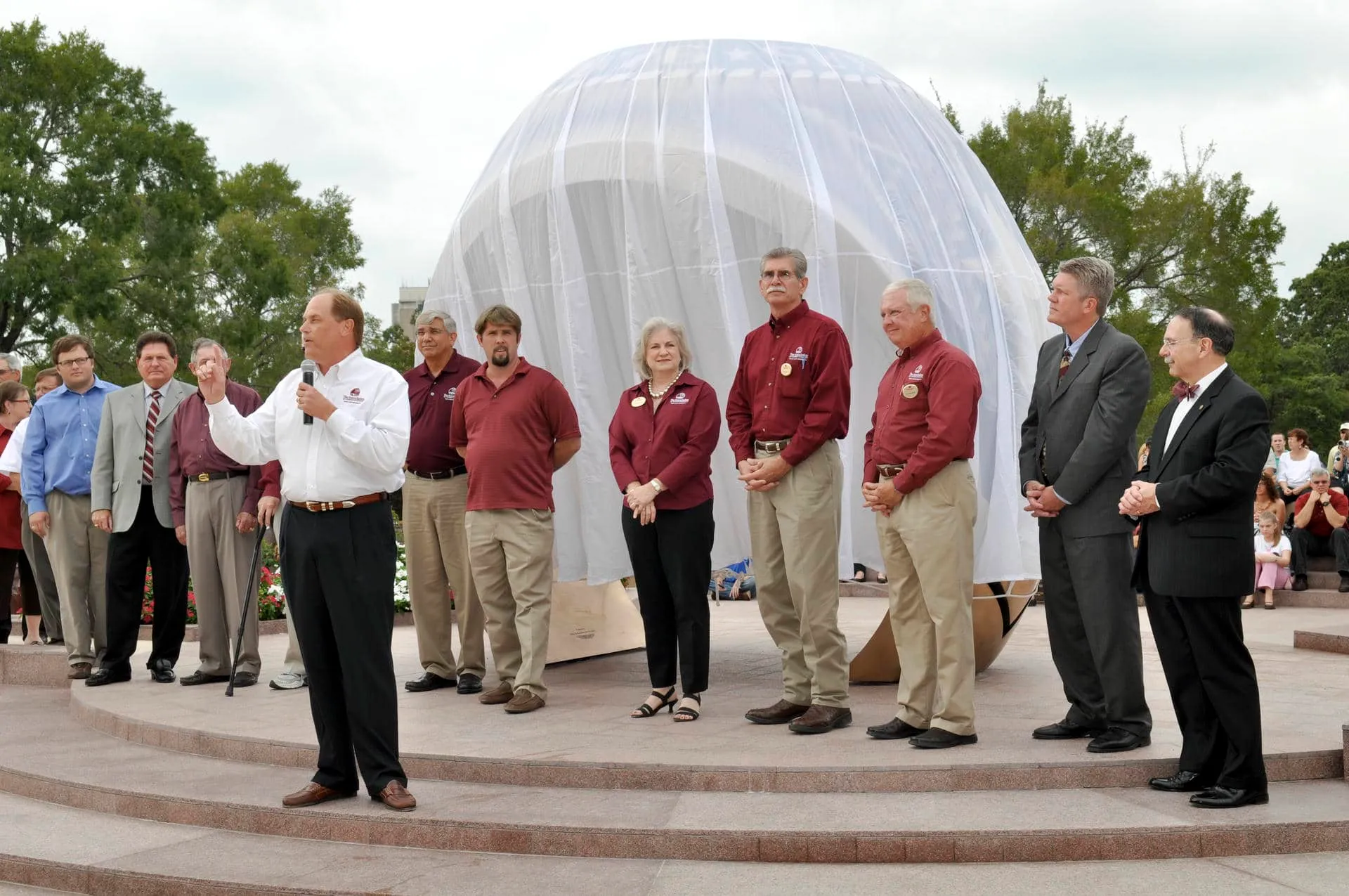 The Haynes Ring Plaza and its giant Aggie Ring monument at the 2009 unveiling